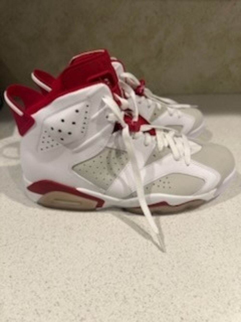 Jordan White and Red High-Top Sneakers